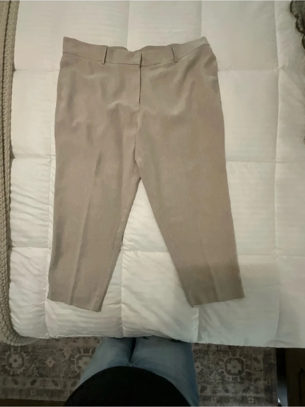 H&M Linen Blend Beige Taupe Ankle Pants Size 20 Plus Size Tailored Trousers